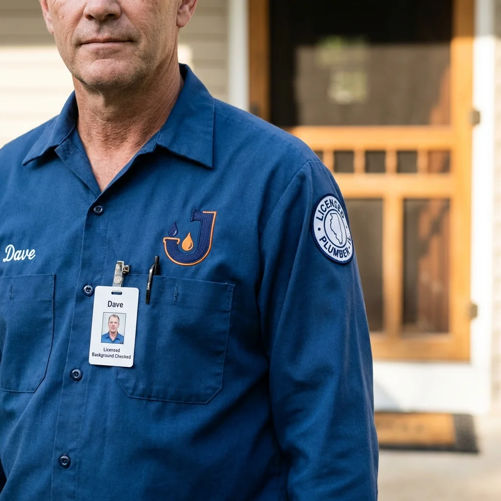 Licensed plumber showing ID badge in Salem, NJ