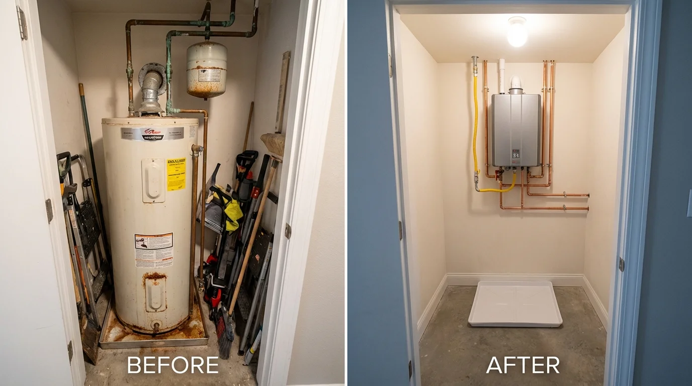 Tank water heater versus wall-mounted tankless unit comparison for Salem, NJ homeowners